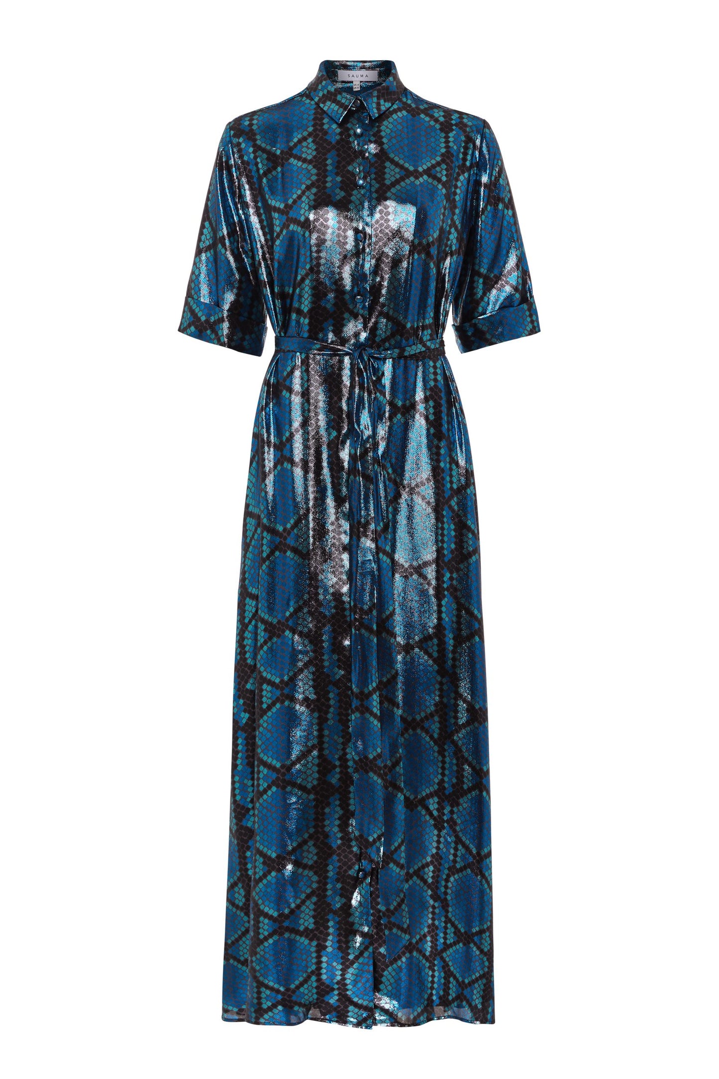 Dress Navy Metallic Silk Shirt