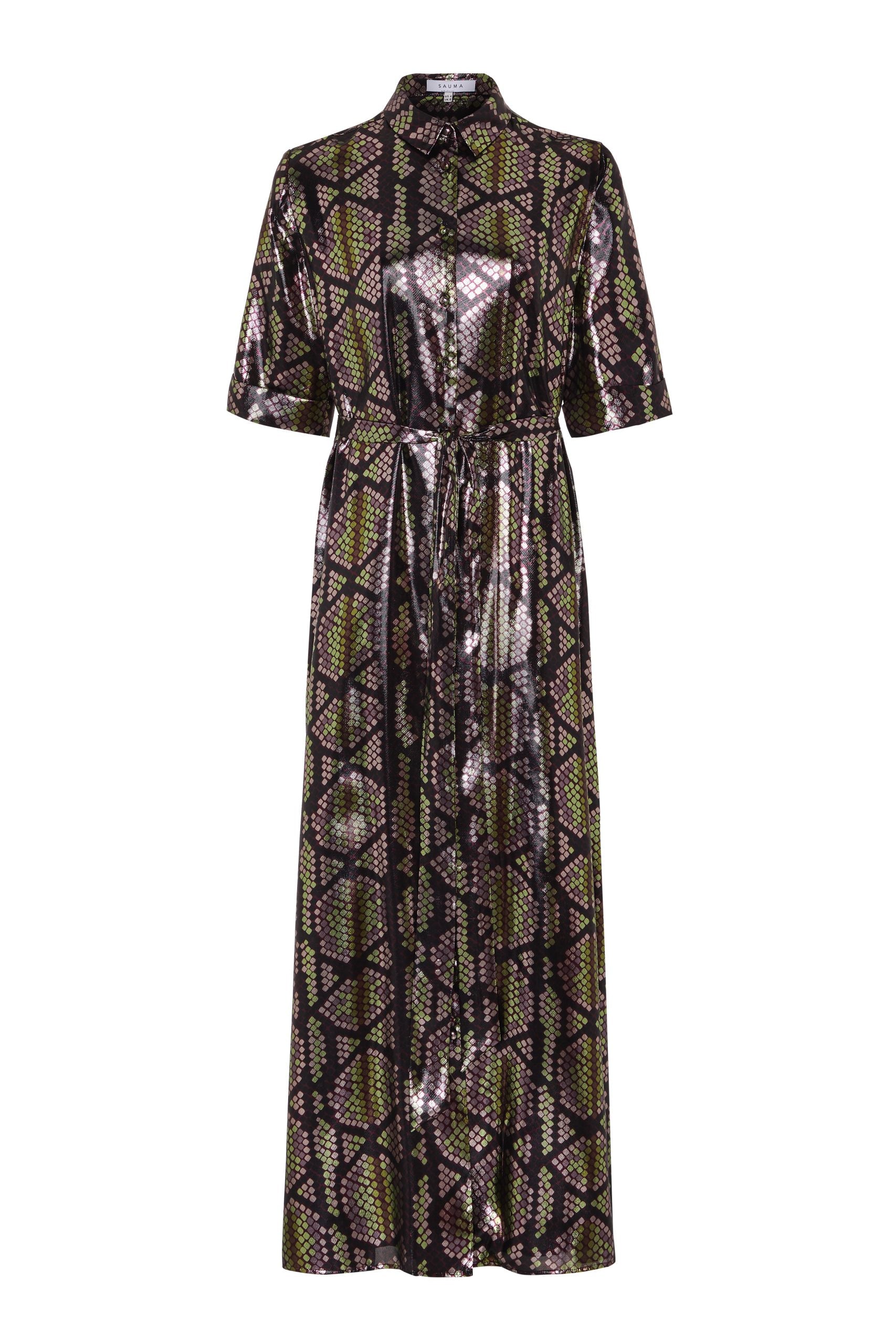 Dress Purple Metallic Shirt Dress saumacollection Dress Purple Metallic Shirt Dress saumacollection