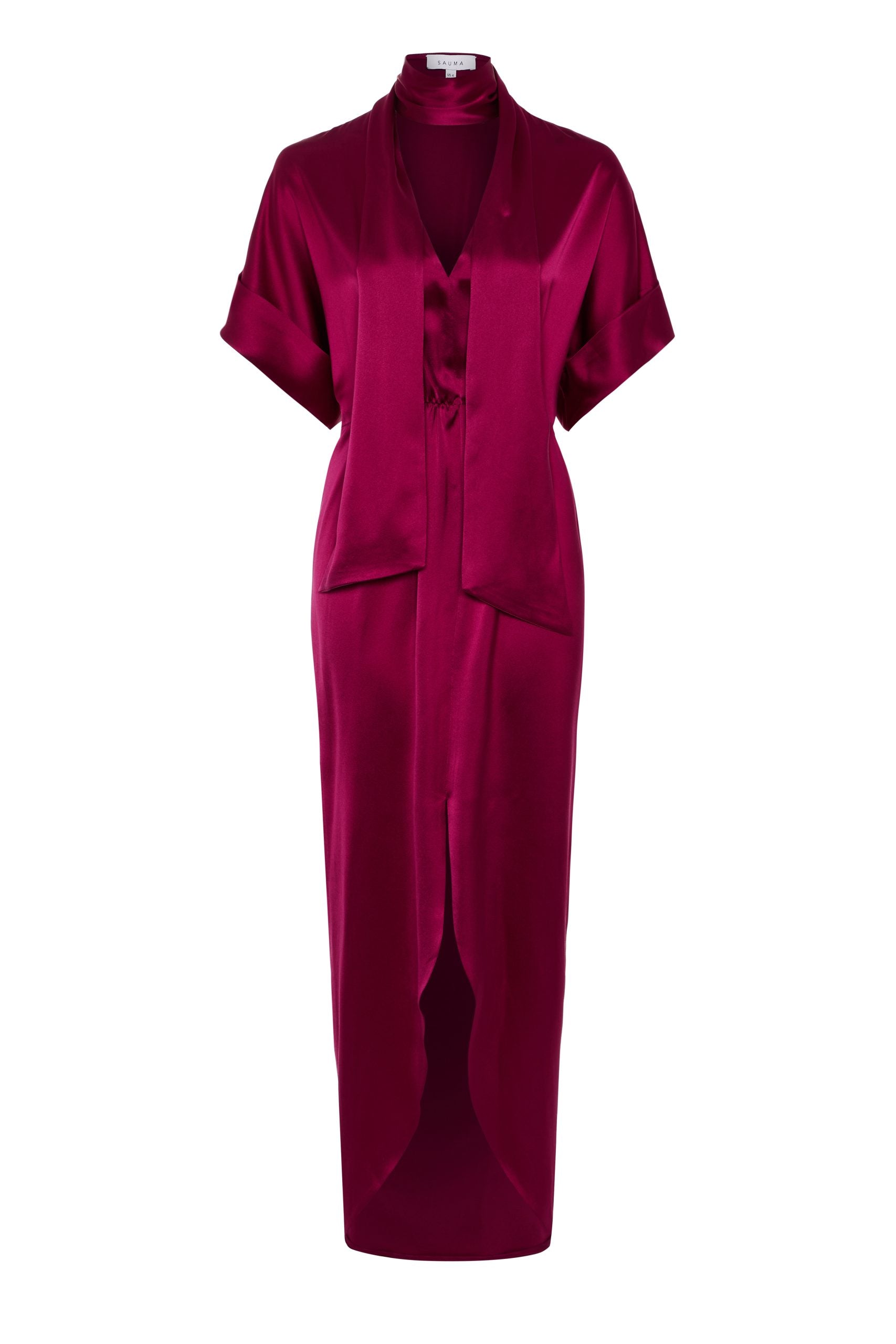 Cranberry Silk Crepe Satin Kimono Dress – saumacollection