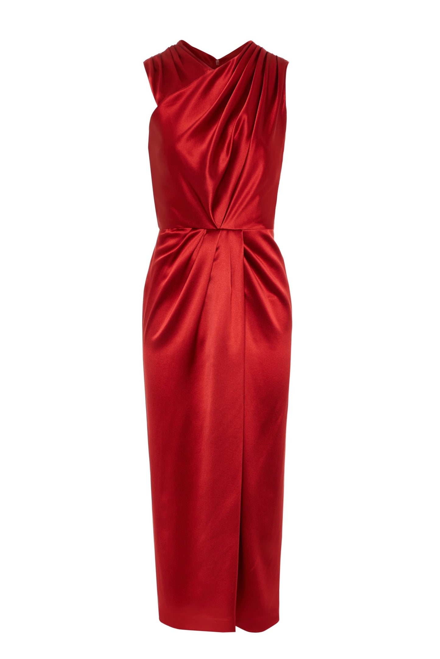 Dress Rust Silk Crepe Satin Draped