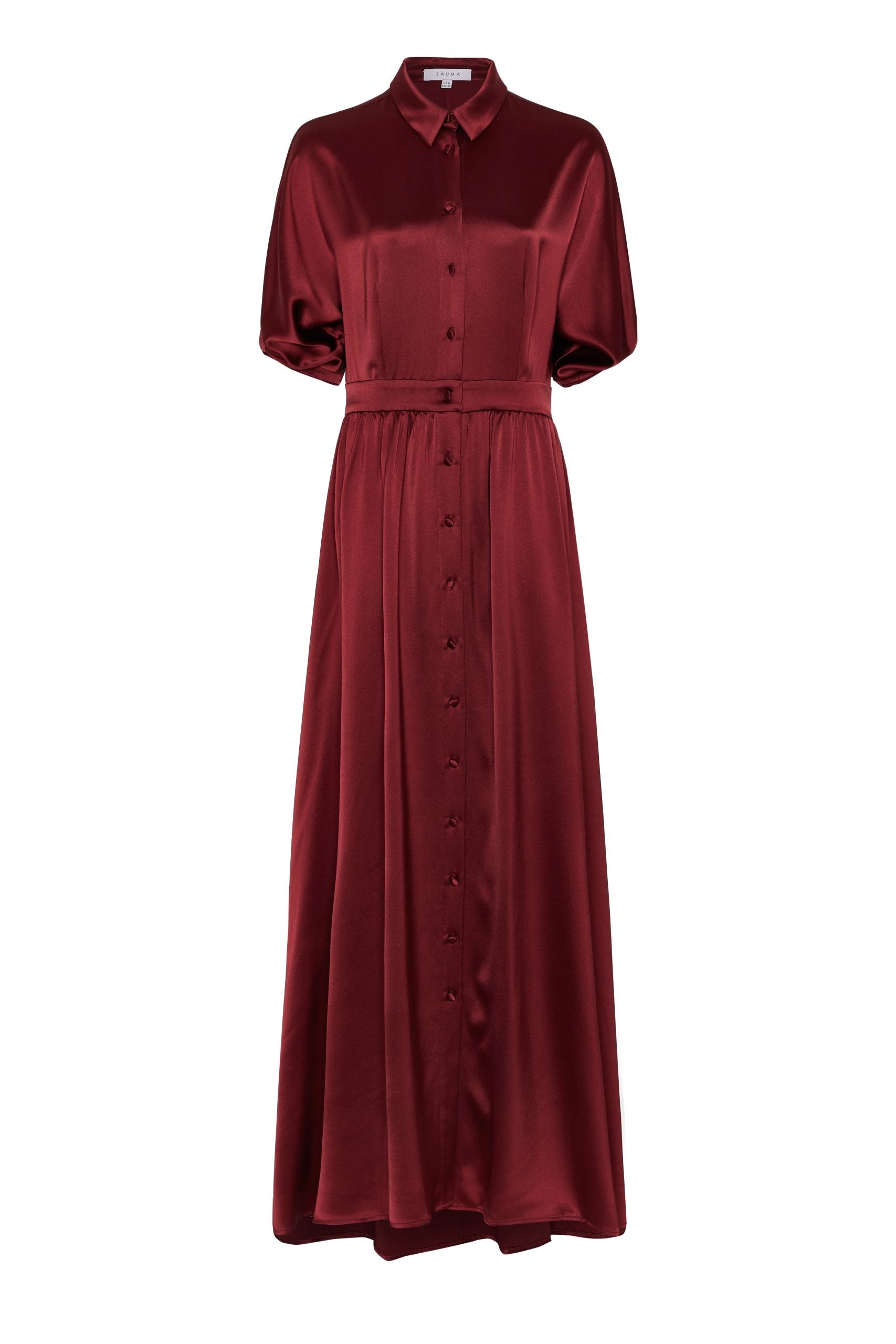 Burgundy Silk Crepe Satin Dress – saumacollection