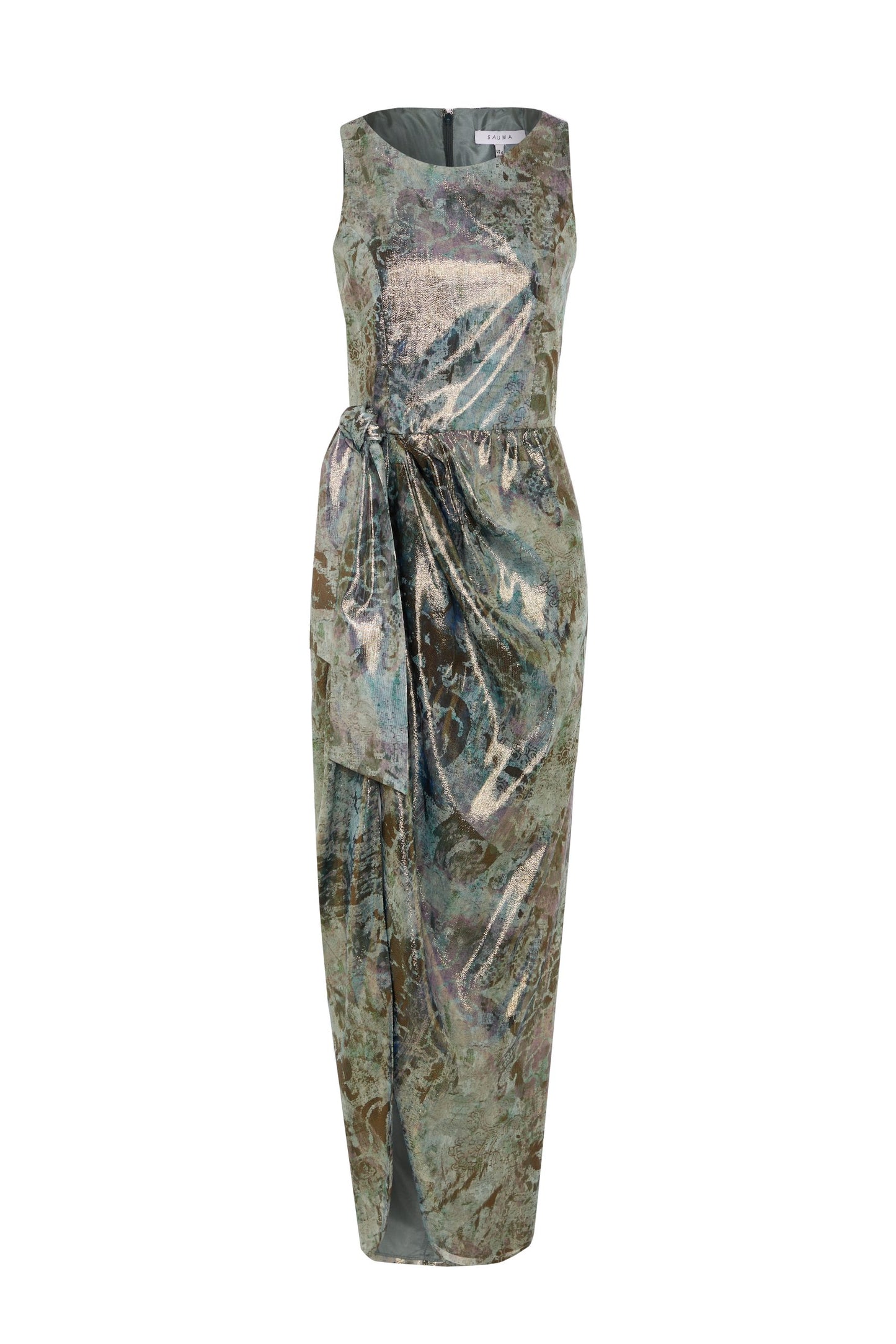 Dress Light Green Metallic Silk Chiffon Draped saumacollection Dress Light Green Metallic Silk Chiffon Draped saumacollection