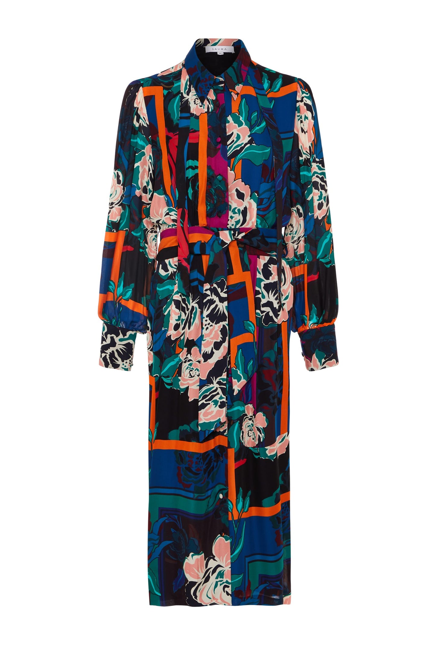 Dress Multicolor Floral Silk Georgette Print Midi